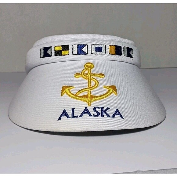 Vintage G.C.I. Exclusive Alaska White Clip On Visor Made n Hong Kong 100% Cotton - Picture 7 of 16
